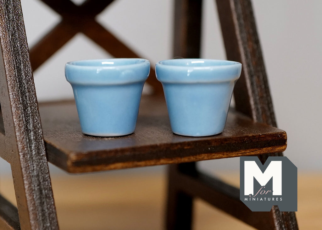 1:12 Dollhouse Miniature Ceramic Round flower pot set of 2 - A068