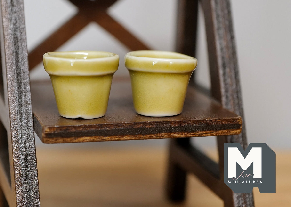 1:12 Dollhouse Miniature Ceramic Round flower pot set of 2 - A068