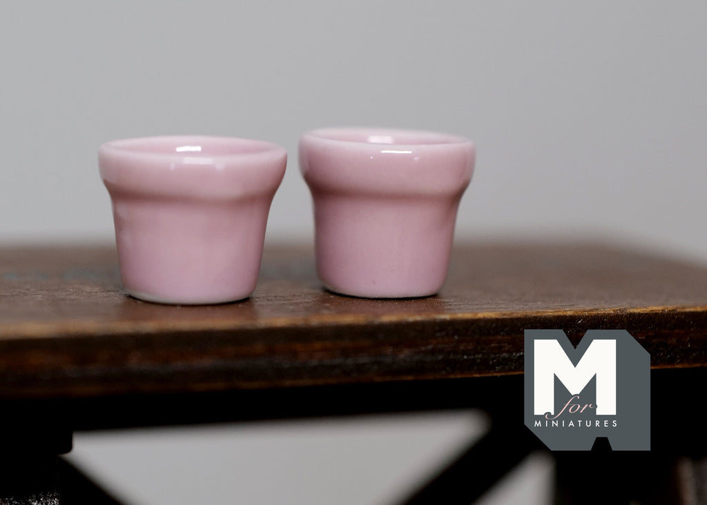 1:12 Dollhouse Miniature Ceramic Round flower pot set of 2 - A068