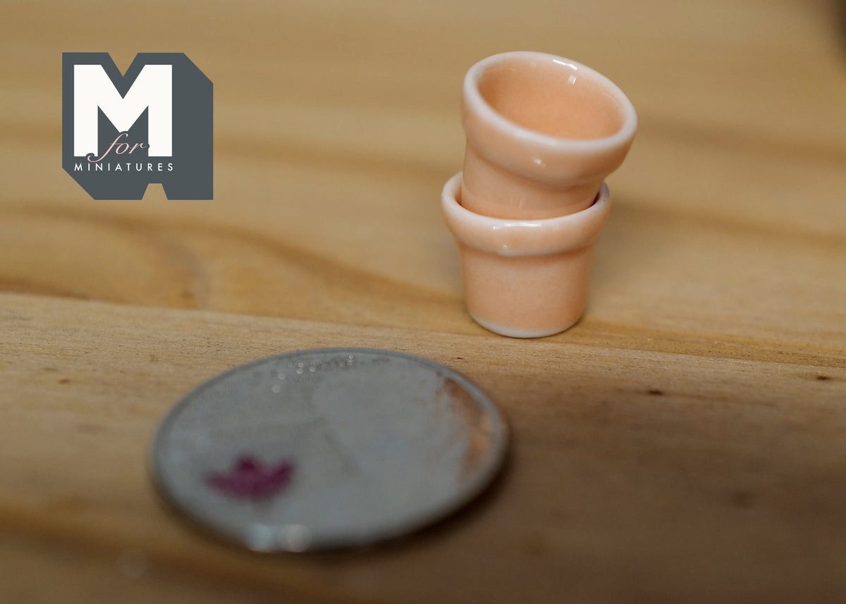 1:12 Dollhouse Miniature Ceramic Round flower pot set of 2 - A068