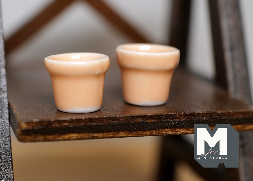 1:12 Dollhouse Miniature Ceramic Round flower pot set of 2 - A068