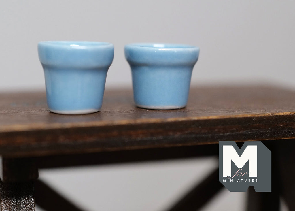 1:12 Dollhouse Miniature Ceramic Round flower pot set  of 2 - A068
