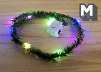 Miniature Christmas Garland Light Strip with 10 Mini LED Lights Battery Powered 17 Inch Long - I045