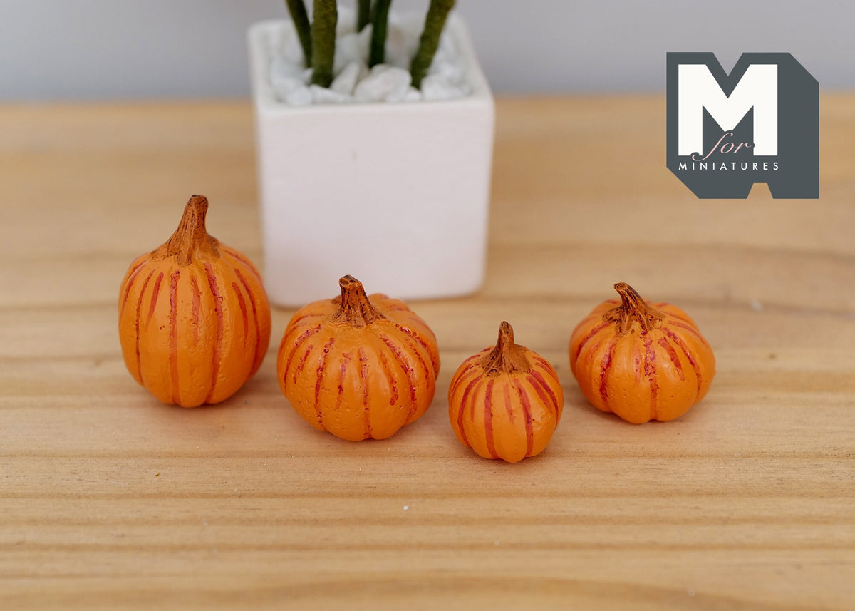 1:12 Scale Dollhouse Miniature Pumpkin Halloween Pumpkin Craft Set of 4 (Fake miniature) - B080
