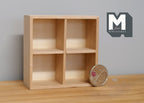 1:12 Scale Miniature Unpainted Wood Cube Shelf Unit, 2 x 2, 2-15/16 inch tall, DIY Dollhouse Supply (beige)