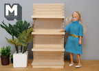 Kit d'étagère de présentation de magasin miniature à l'échelle 1:12, non peint, non assemblé, 4 niveaux, étagères réglables, 16 cm de hauteur, accessoire de maison de poupée à monter soi-même