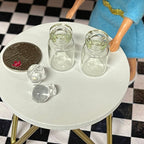 1:12 Scale Miniature Clear Glass Canisters with Glass Lids, Set of 2, 1-3/8 inch tall, DIY Dollhouse Supply