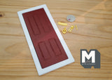 1:12 Dollhouse Supplies Casement Door Panel DIY Miniature Wooden Door Frame, Key & Knob, Knocker and Mail Slot Set of 5 - I027
