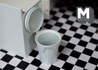 1:12 Scale Miniature Metal Garbage Can with Lid, 2 inch tall, DIY Dollhouse Supply (white)