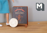Miniature Christmas Floor Sign 1:12 Scale Dollhouse Supplies Business Sign 2-1/16 inch tall (wood) - B016