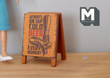 Miniature Pub Beer Folding Floor Sign 1:12 Scale Bar Floor Sign 2-1/16 inch tall (wood) - B016