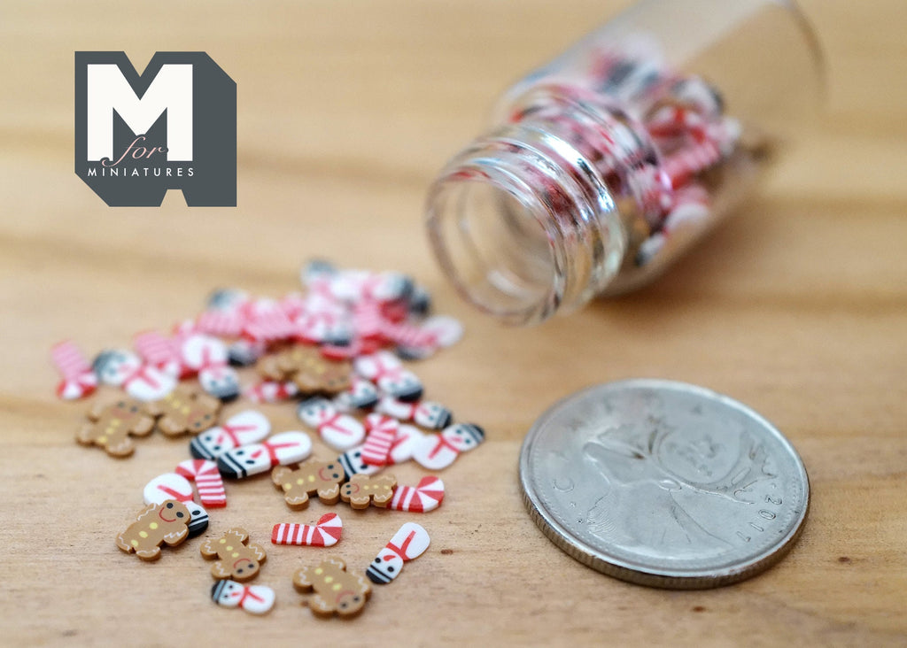 1:12 Scale Miniature Glass Candy Jar with Christmas Candies, 1-5/8 inch tall, DIY Dollhouse Supply