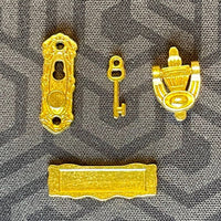 1:12 Dollhouse Casement Door Panel DIY Miniature Wooden Door Frame, Key & Knob, Knocker and Mail Slot Set of 5 - I027