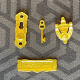 1:12 Dollhouse Supplies Casement Door Panel DIY Miniature Wooden Door Frame, Key & Knob, Knocker and Mail Slot Set of 5 - I027