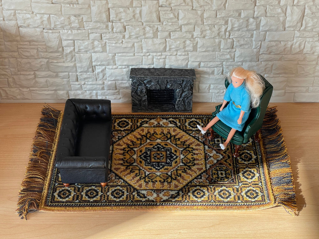 Dollhouse Miniature Large Size Area Rug , Real Wool Carpet 15" x 9"