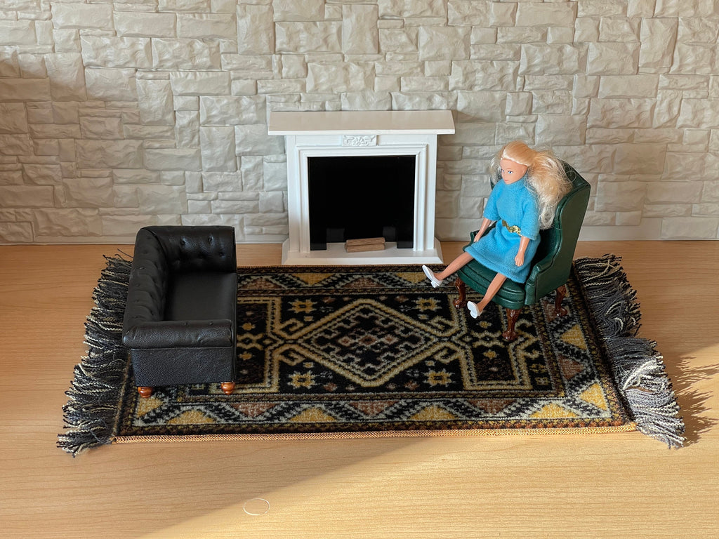 Dollhouse Miniature Large Size Area Rug , Real Wool Carpet 15" x 9" - Z8