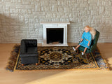 Dollhouse Miniature Large Size Area Rug , Real Wool Carpet 15" x 9"