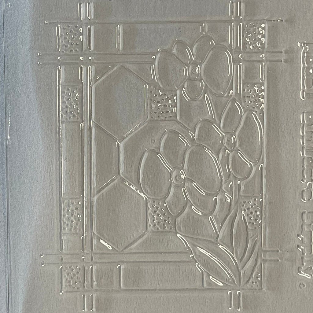 1:12 Scale Miniature Unpainted Stained Glass Window Insert, Arts and Crafts Flower Design, 1-3/4 x 2-5/8 inch, DIY Dollhouse Supply (clear)