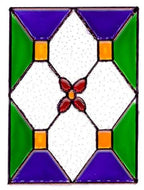 1:12 Scale Miniature Unpainted Stained Glass Window Insert, Diamond and Flower Design, 1-3/4 x 2-3/8 inch, DIY Dollhouse Supply (clear)