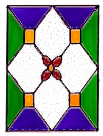 1:12 Scale Miniature Unpainted Stained Glass Window Insert, Diamond and Flower Design, 1-3/4 x 2-3/8 inch, DIY Dollhouse Supply (clear)