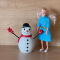 1:12 Scale Miniature Snowman with Top Hat, Red Scarf and Gloves, 3-9/16 inch tall, DIY Dollhouse Supply (cast resin)