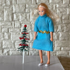 1:12 Scale Miniature Frosted Christmas Tree with Red Berries, 4-1/2 inch tall, DIY Dollhouse Supply