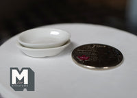 Miniature Ceramic Oval Plates Set of 2 1:12 Scale Dollhouse Tableware (white) - A074