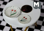 1:12 Scale Miniature Ceramic Plates, Large and Medium, Set of 2, 1-5/16 inch dia., DIY Dollhouse Supply