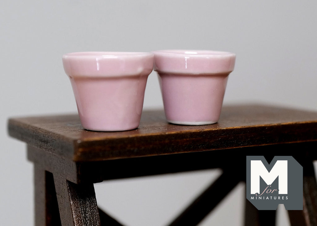 1:12 Dollhouse Miniature Ceramic Round flower pot set of 2 - A068