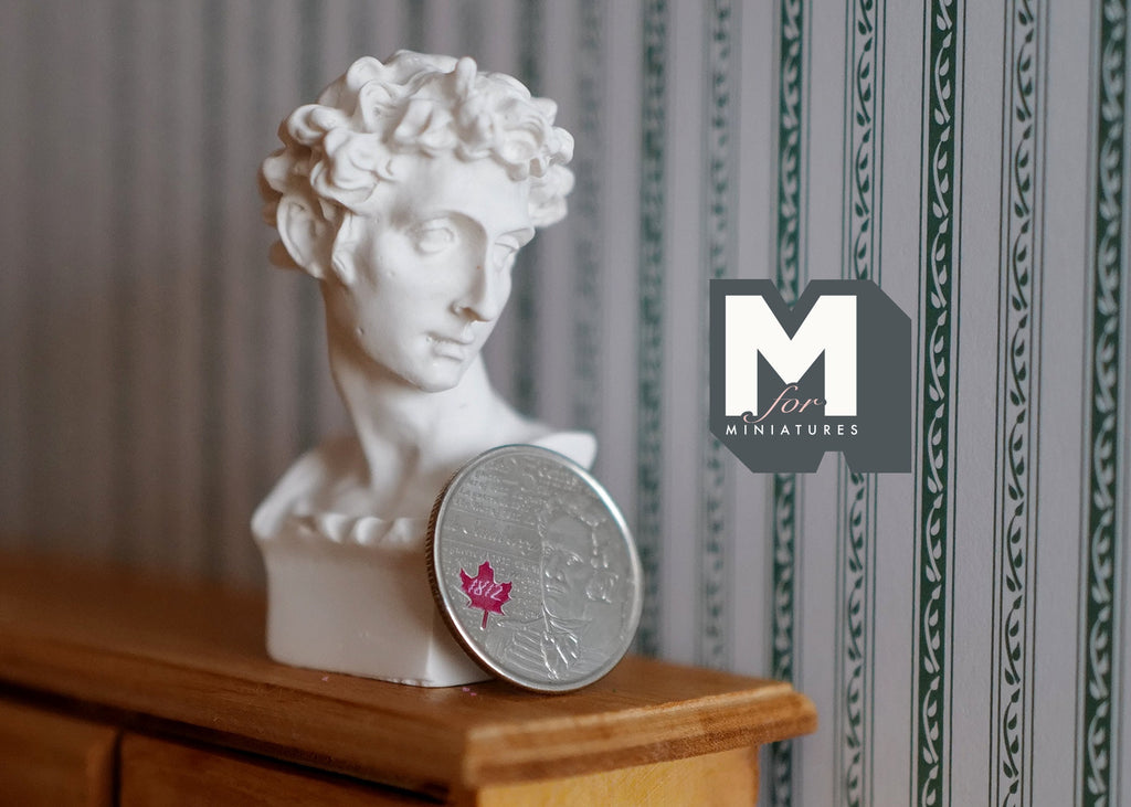1:12 Scale Miniature Classical Bust Sculpture, Square Base, 2-3/8 inch tall, DIY Dollhouse Supply (white)