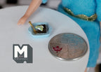 1:12 Scale Miniature Chocolate Brownies in a Light Blue Dish, 9/16 inch wide, DIY Dollhouse Supply