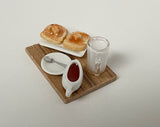 1:12th Dollhouse Supplies miniature breakfast, Milk, Honey Butter Toast tray food dish 1 12th scale - E072