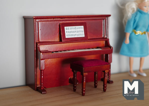 Dollhouse vertical upright piano 1 12 scale miniature