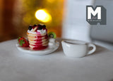 1:12 Dollhouse Supplies miniature strawberry jam, banana and blueberry on top  pancake E087