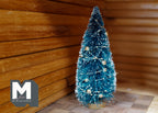 1:12 scale miniature Christmas bead garland in champagne with large and small beads, shown wrapped on a frosted tree