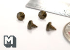1:12 scale miniature bronze octagonal faceted cabinet knobs, set of 4, shown with a ruler for scale