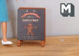 Miniature Christmas Floor Sign 1:12 Scale Dollhouse Supplies Business Sign 2-1/16 inch tall (wood) - B016