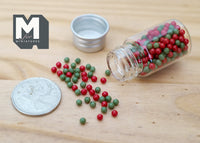 Miniature Christmas Decoration Bottle with Assorted Green & Red Mini Balls Dollhouse Ornaments - B045