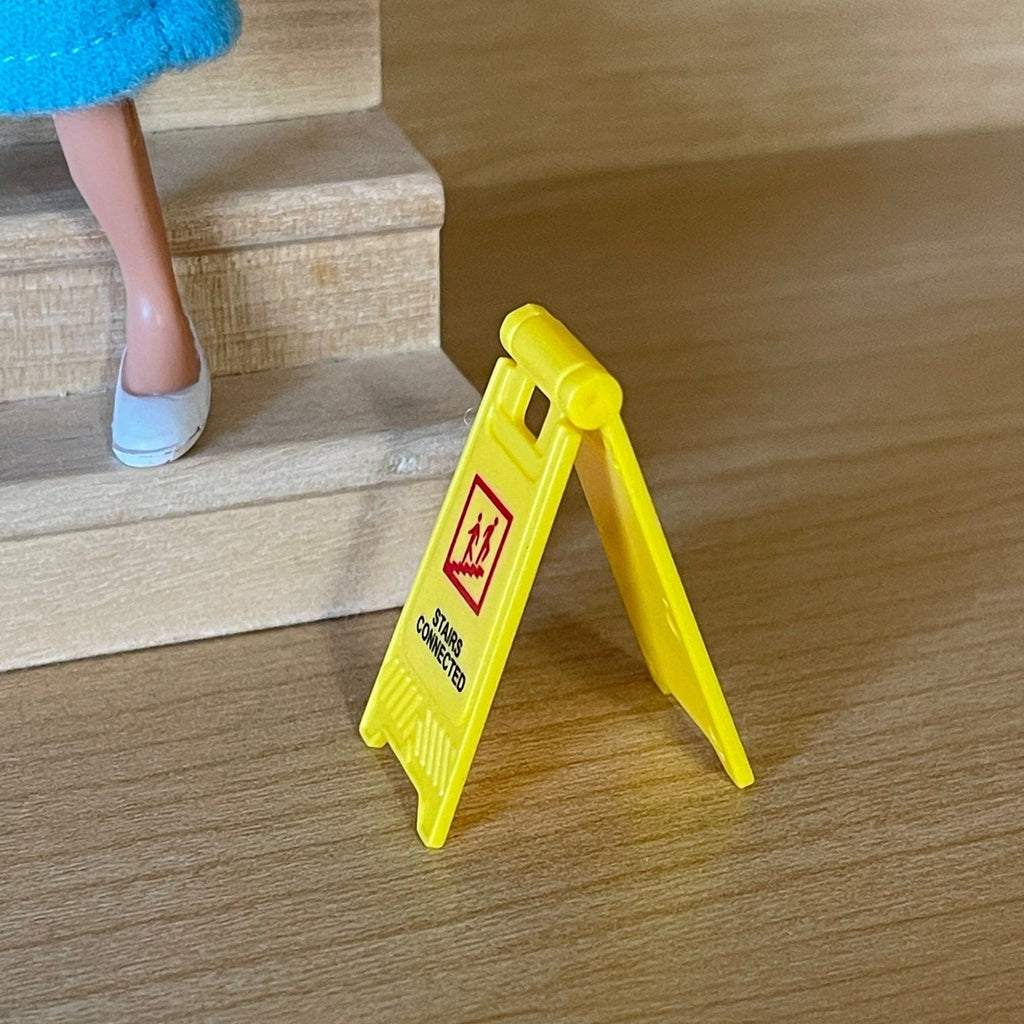 1:12 Scale Miniature Folding Caution Floor Sign, A Frame, 1-9/16 inch tall, DIY Dollhouse Supply (yellow)