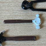 1:12 Dollhouse Supplies Miniature Metal Tools Set of 3 , Miniature Claw Hammer , Miniature Forming Hammer and Miniature Nail Plier F078