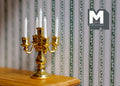 Miniature Candelabra 1:12 Scale Dollhouse Metal Candle Holder 2-3/8 inch tall (gold) - C082