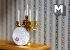 Miniature Candelabra 1:12 Scale Dollhouse Metal Candle Holder 2-3/8 inch tall (gold) - C082