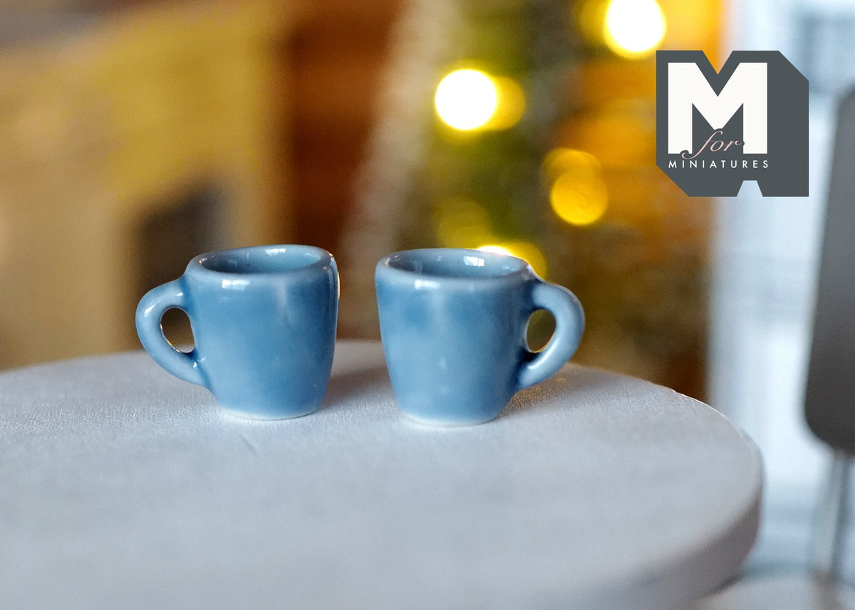 1:12 miniature ceramic coffee mug with handle tea cup set of 2 - A076