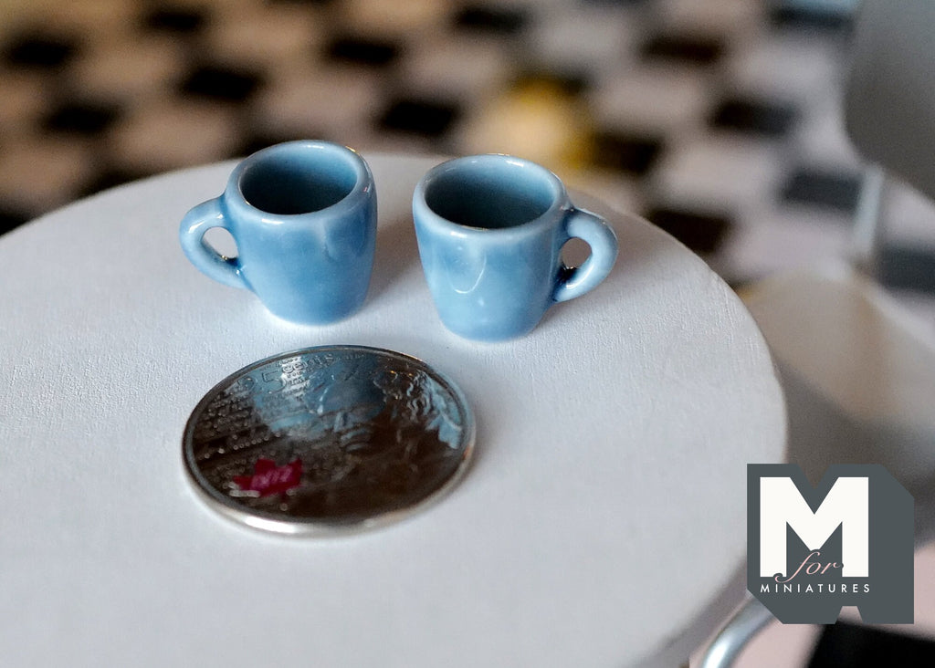 1:12 miniature ceramic coffee mug with handle tea cup set of 2 - A076