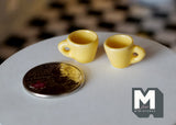 1:12 miniature ceramic coffee mug with handle tea cup set of 2 (yellow) - A076