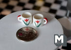 1:12 miniature ceramic coffee mug with handle tea cup set of 2 - A081