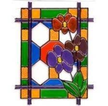 1:12 Scale Miniature Unpainted Stained Glass Window Insert, Arts and Crafts Flower Design, 1-3/4 x 2-5/8 inch, DIY Dollhouse Supply (clear)