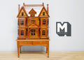 1:144 Scale Miniature Wood Victorian Dollhouse on Table with Drawers, House in a House, Set of 2, 4-1/2 inch tall, DIY Dollhouse Supply