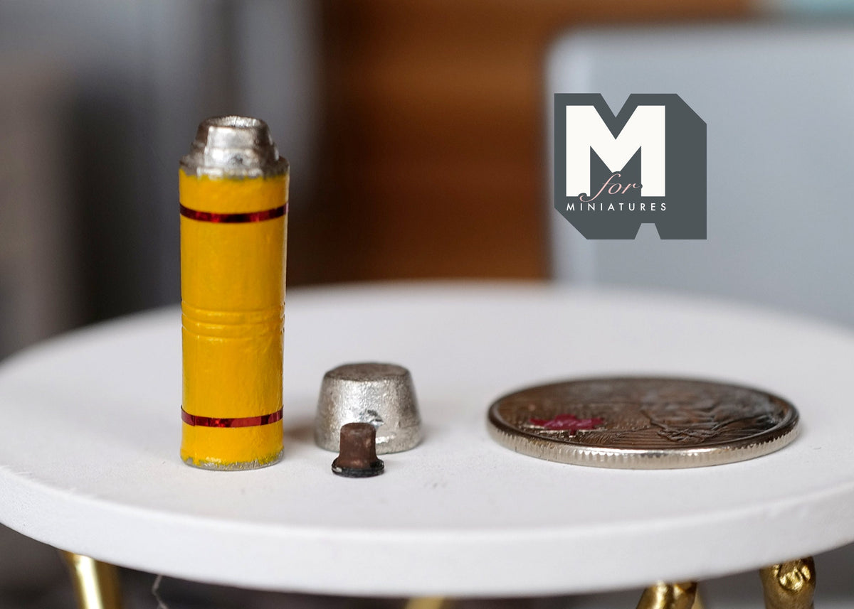 1:12 Scale Miniature Metal Thermos Bottle with Cup Lid, 1 inch tall, DIY Dollhouse Supply (orange)
