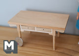 1:12 Dollhouse Supplies Miniature Unpainted Vermont Table with 2 Drawers - I030